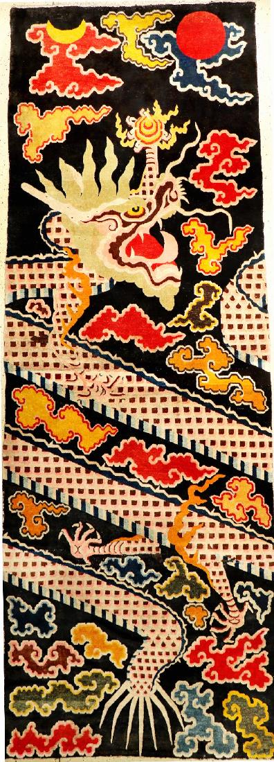 Rare Large Tibetan Gyantse 'Monastery Pillar- Rug' (1 of 10)