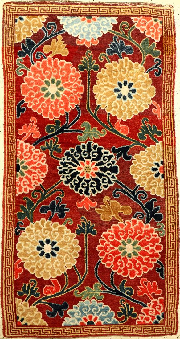 Rare Tibetan Shigatse 'Khaden' Rug (Lotus-Ming Design), (1 of 10)