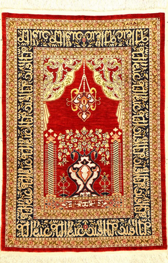 Fine Silk & Metal-Thread Hereke Rug (Signed), (1 of 8)