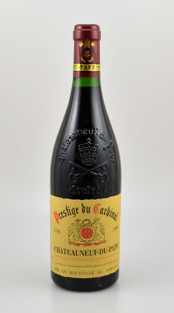 6 bottles of 1999 Prestige du Cardinal: 6 bottles of 1999 Prestige du Cardinal, Chateauneuf-du-Pape, each approx 75 cl, 13 % Vol., distance between capsule and wine: approx 1-1,5 cm , very good condition of the bottles, not tasted, Provenan
