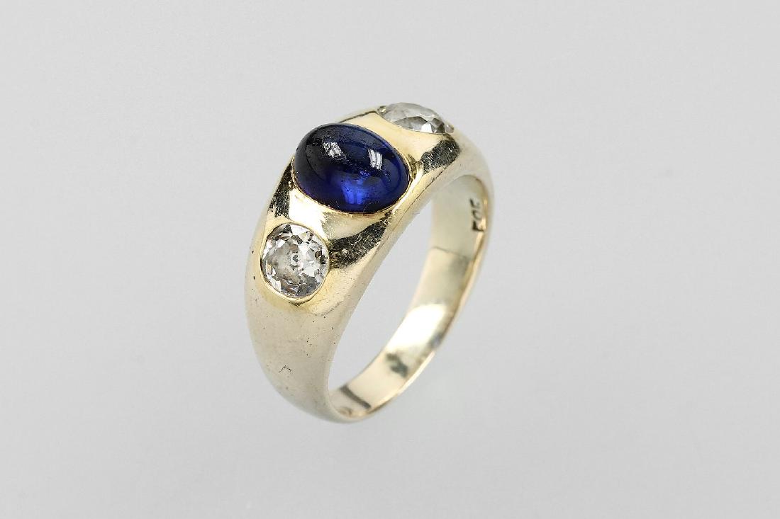 14 kt gold ring with sapphire and diamonds (1 of 1)