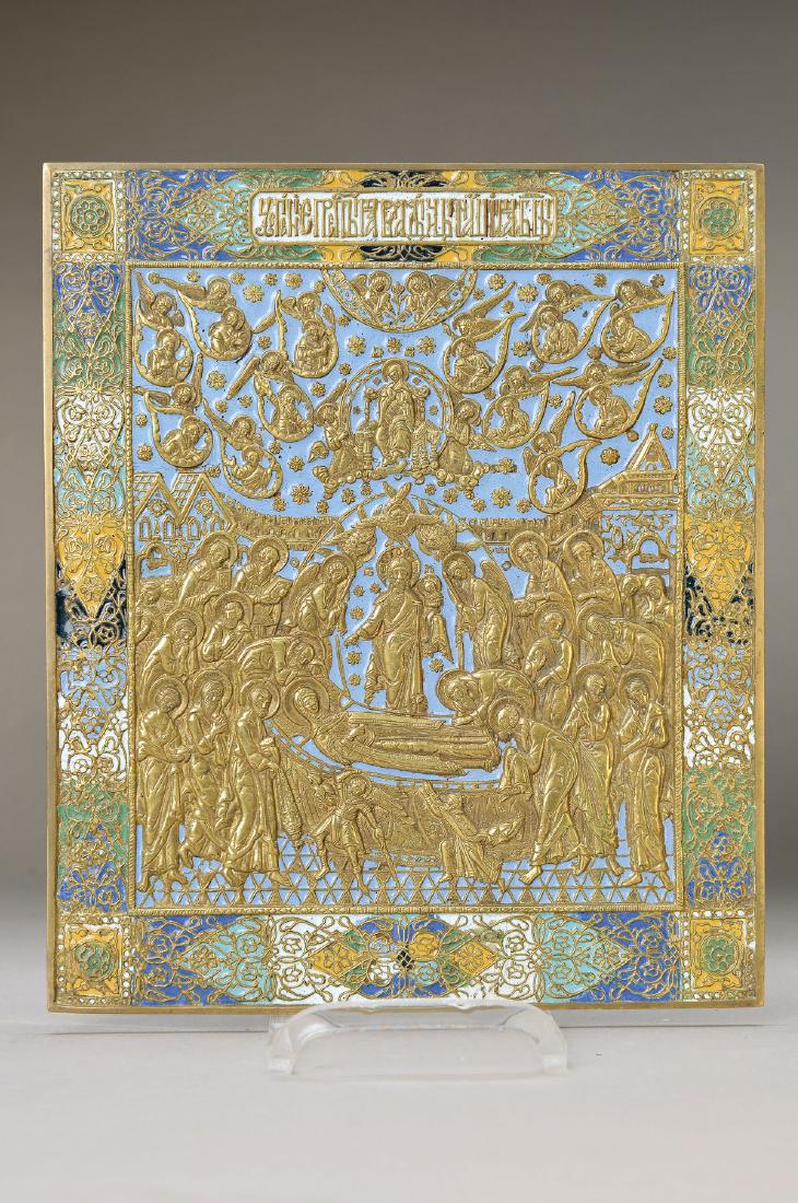 Icon, Russia, 2.h.19.th c., brass, opulent embossed (1 of 7)