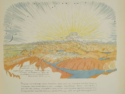 Bruno Taut: Alpine architecture in 5 parts and30: Bruno Taut: Alpine architecture in 5 parts and30 drawings, Folkwang Verlag 1919, 8 bb. in color, partly silver and golden heightened, Bruno Taut's most important publication, basedon the idea of the w