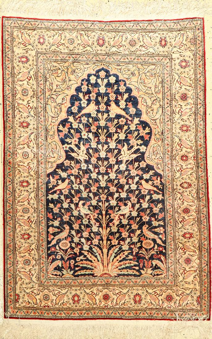 Silk Kaisery Rug,: Silk Kaisery Rug, Turkey, circa 40 years old, pure silk, approx. 123 x 84 cm, condition: 2 (good condition). Special-Auction: old antique and decorative rugs & carpets. Please ask for condition- repor