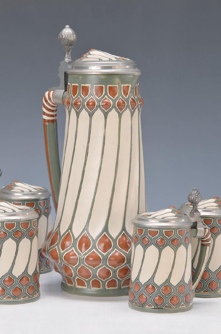 Art Nouveau jar and four small jugs, Mettlach,Villeroy (1 of 1)