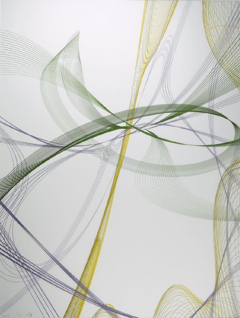 Thomas Ruff, born 1958, Zycles, Ditoneprint: Thomas Ruff, born 1958, Zycles, Ditoneprint ontransparent polyester film , signed and numbered 11/15 from 2014, sheet size 100 x 80 cm, frame: 130 x 105 cm