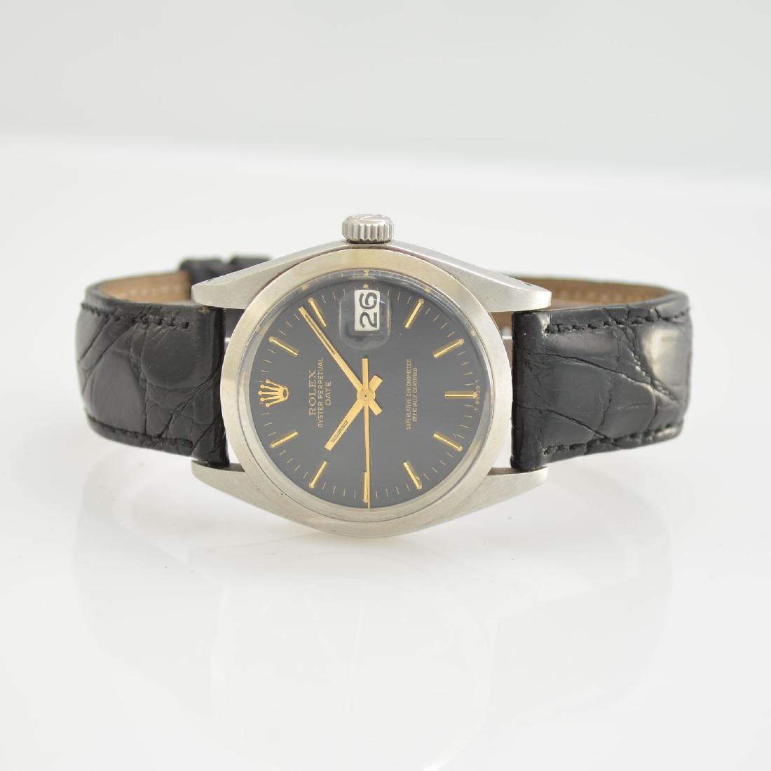 ROLEX gents wristwatch Oyster Perpetual Date: ROLEX gents wristwatch Oyster Perpetual Date, self winding, reference 1500, Switzerland around 1975, superlative chronometer officially certified in stainless steel, screwed down case back & winding c