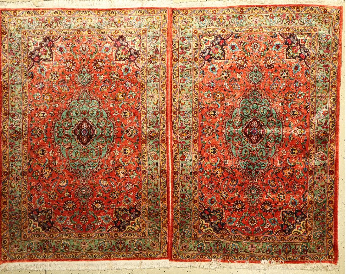 1 pair of silk Tabriz Rugs old, Persia, approx. 60 (1 of 1)