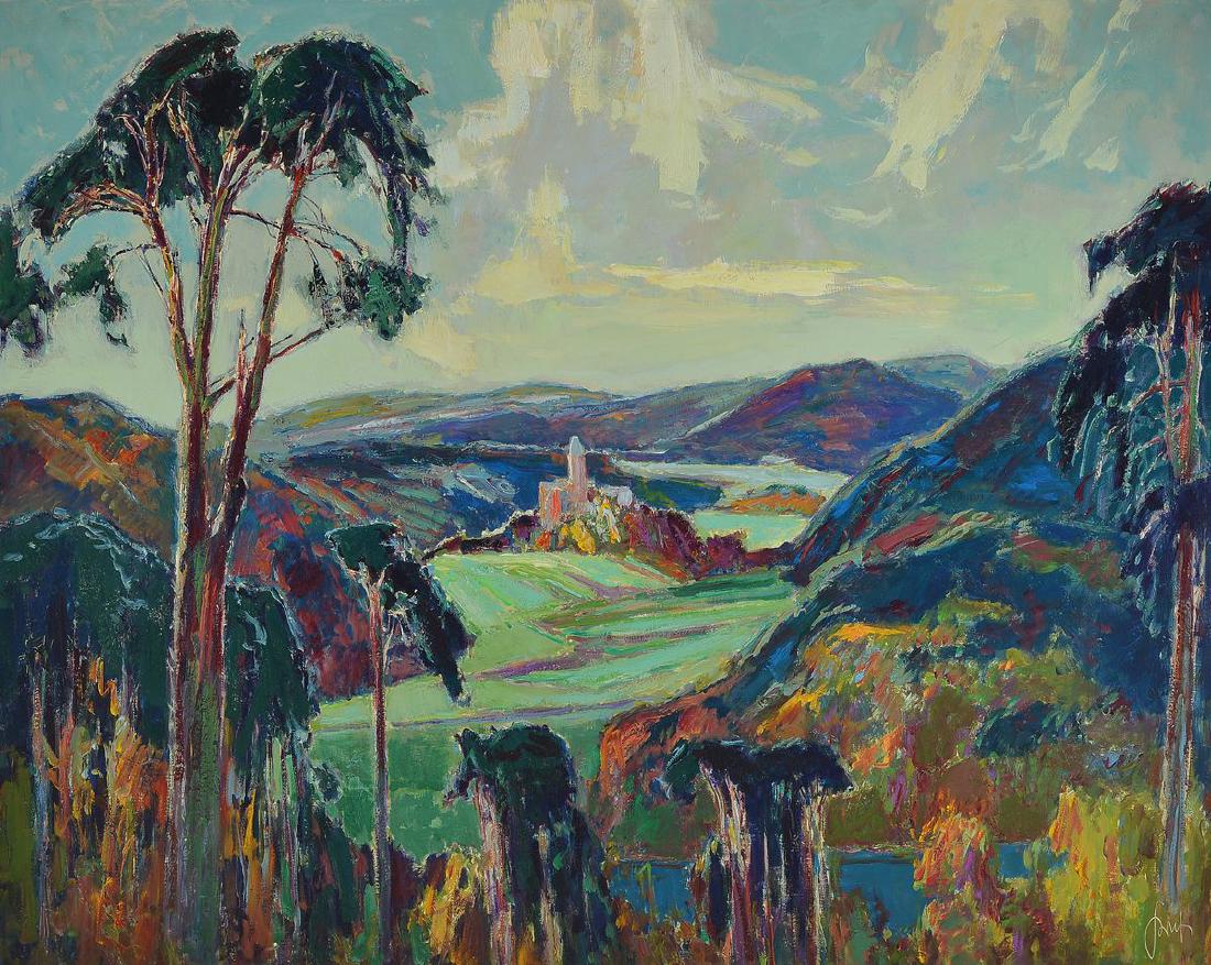Karl Graf, 1902-1986 Speyer, Berwartstein Castle, oil: Karl Graf, 1902-1986 Speyer, Berwartstein Castle, oil / plate, signed lower right, c. 84x97cm / 92x103cm, frame