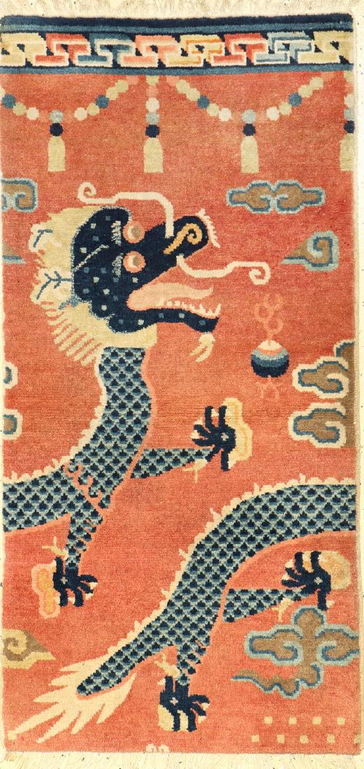 Fine Ningxia 'Small Pillar-Rug' (Dragon), (1 of 6)