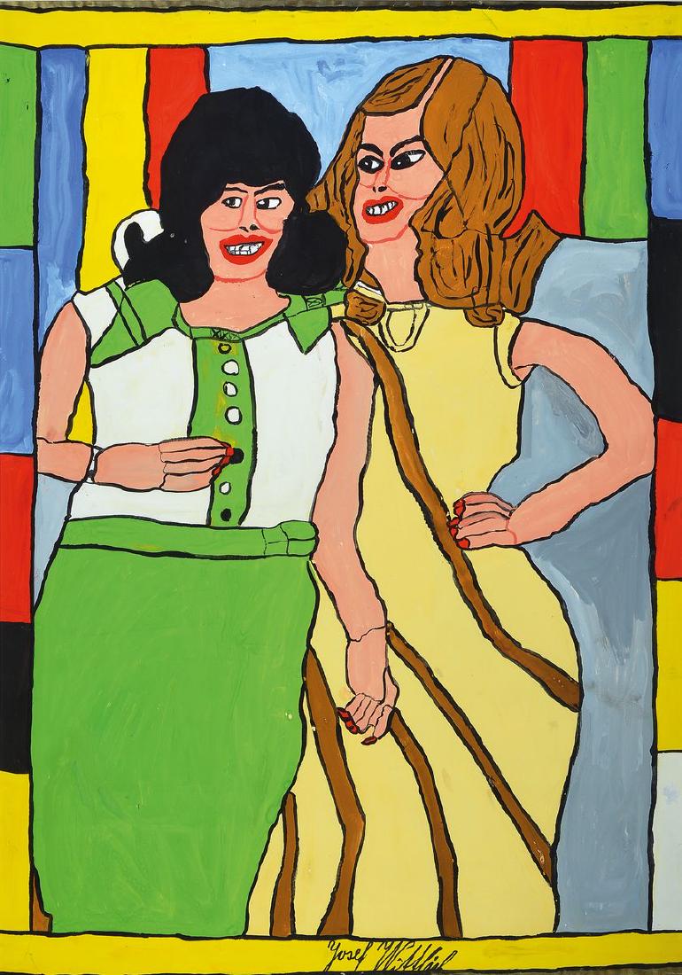 Josef Wittlich, 1903 Glattbach/Westerwald - 1982: Josef Wittlich, 1903 Glattbach/Westerwald - 1982 Höhr-Grenzhausen, two women, signed, Tempera/paper, approx 98 x 68 cm, under glass,frame