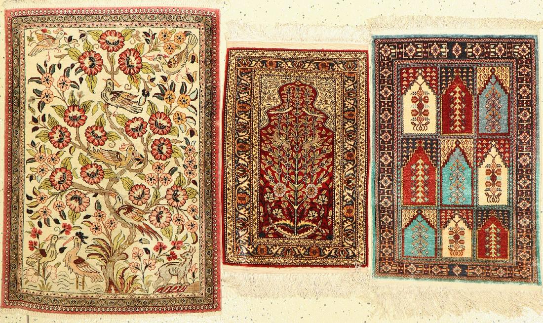 (3 Lots) Rugs, 1x Silk Qum Persia 2x Kaisery Turkey (1 of 1)
