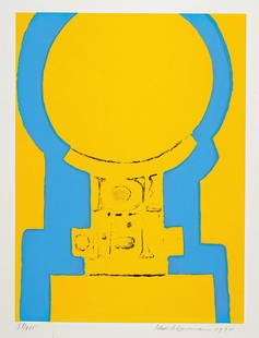 Max Ackermann, 1887-1975, untitled, color serigraph: Max Ackermann, 1887-1975, untitled, color serigraph from 1970, signed and numbered 81/100, approx 42.5x31.5cm, passe-partout, under glass, frame approx 79x64cm