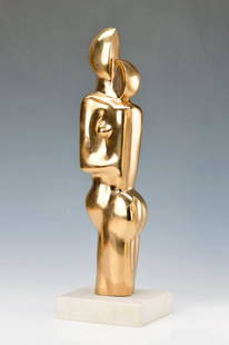 Pierre Schumann, 1917 Heide-2011 Eutin, important: Pierre Schumann, 1917 Heide-2011 Eutin, important German sculptor, numerous Ausst. andAwards, here: Romeo and Julia, polierte bronze, signed and numbered 11/60, stone base,total high approx 42cm, atta