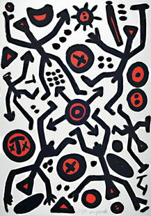 A.R. Penck, 1939-2017, color serigraph, Exhibition: A.R. Penck, 1939-2017, color serigraph, Exhibition title: 'Spirit of Europe', signed and numbered 21/55, approx 122x98 cm