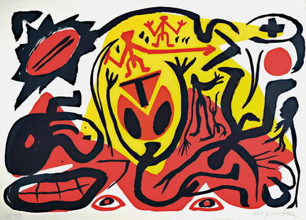 A.R. Penck, 1939-2017, color serigraph, Exhibition: A.R. Penck, 1939-2017, color serigraph, Exhibition title 'it tilts', signed and numbered 13/40, approx 80x110 cm