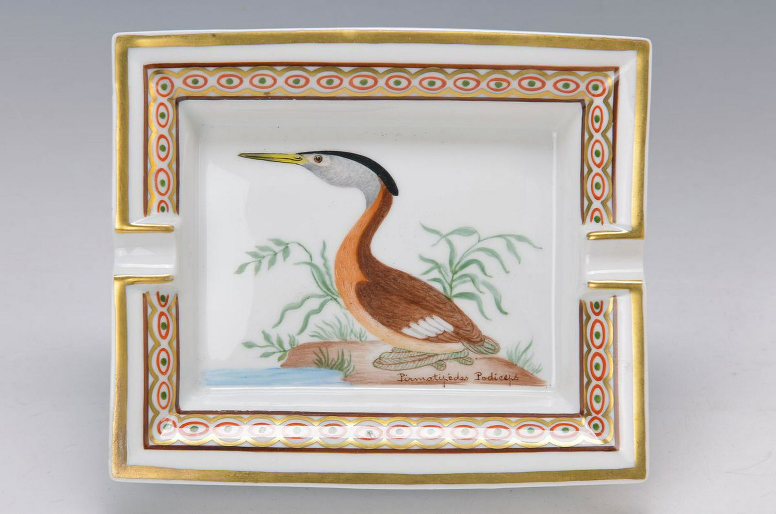 ash-tray, Hèrmes Paris, porcelain, bird motif,gold (1 of 1)