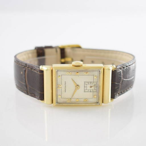 Hamilton Rectangular 14k Yellow Gold Gents Wristwatch