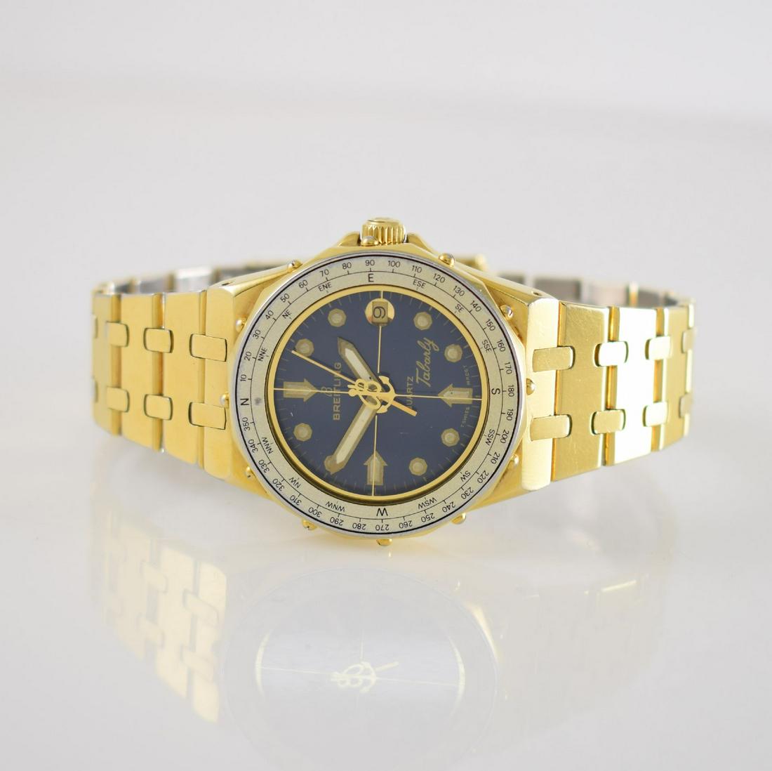 BREITLING wristwatch model Tabarly: BREITLING wristwatch model Tabarly, Switzerland around 1983, reference 80770, gold-plated stainless steel case including bracelet, screwed-down case back & winding crown, bidirectional revolving bezel