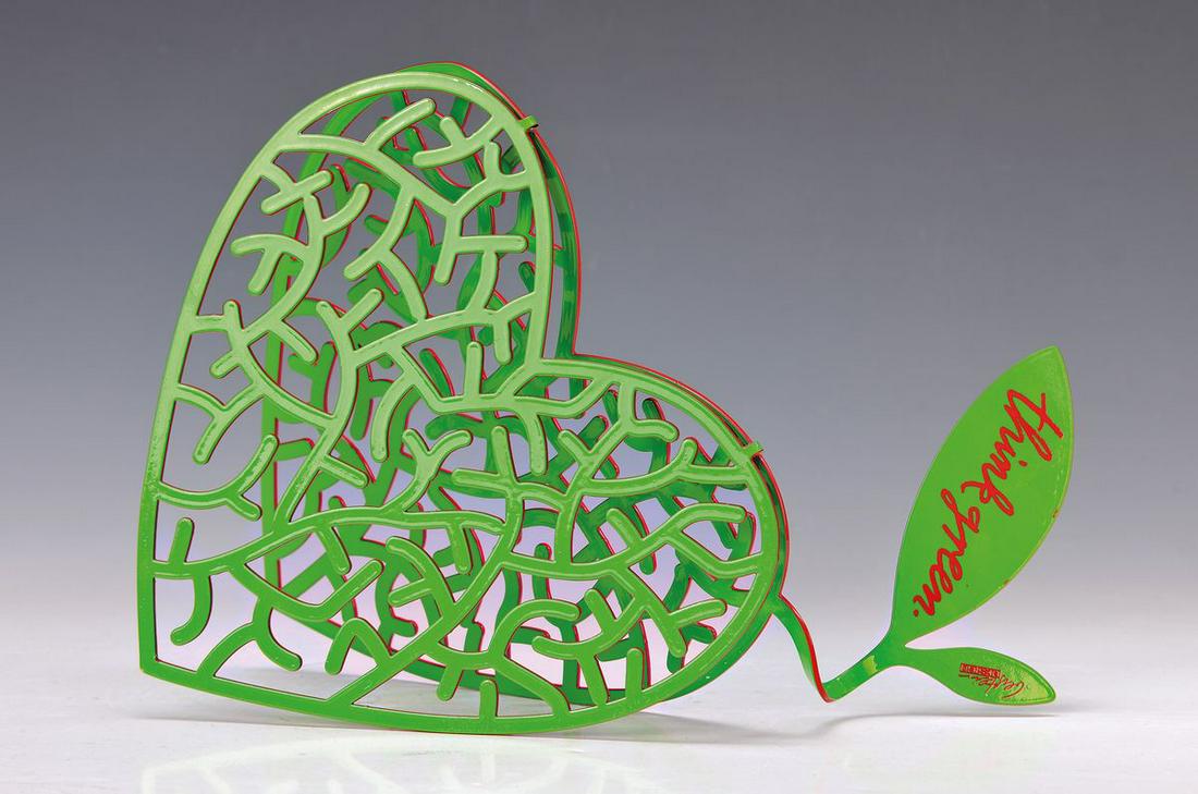 David Gerstein, born 1944 Jerusalem, study among others: David Gerstein, born 1944 Jerusalem, study among others in Israel,France, England and USA, here: 'Think Green', free-standing metal object from 2009, in print signed, cut with Laser, approx 27x21x9,5