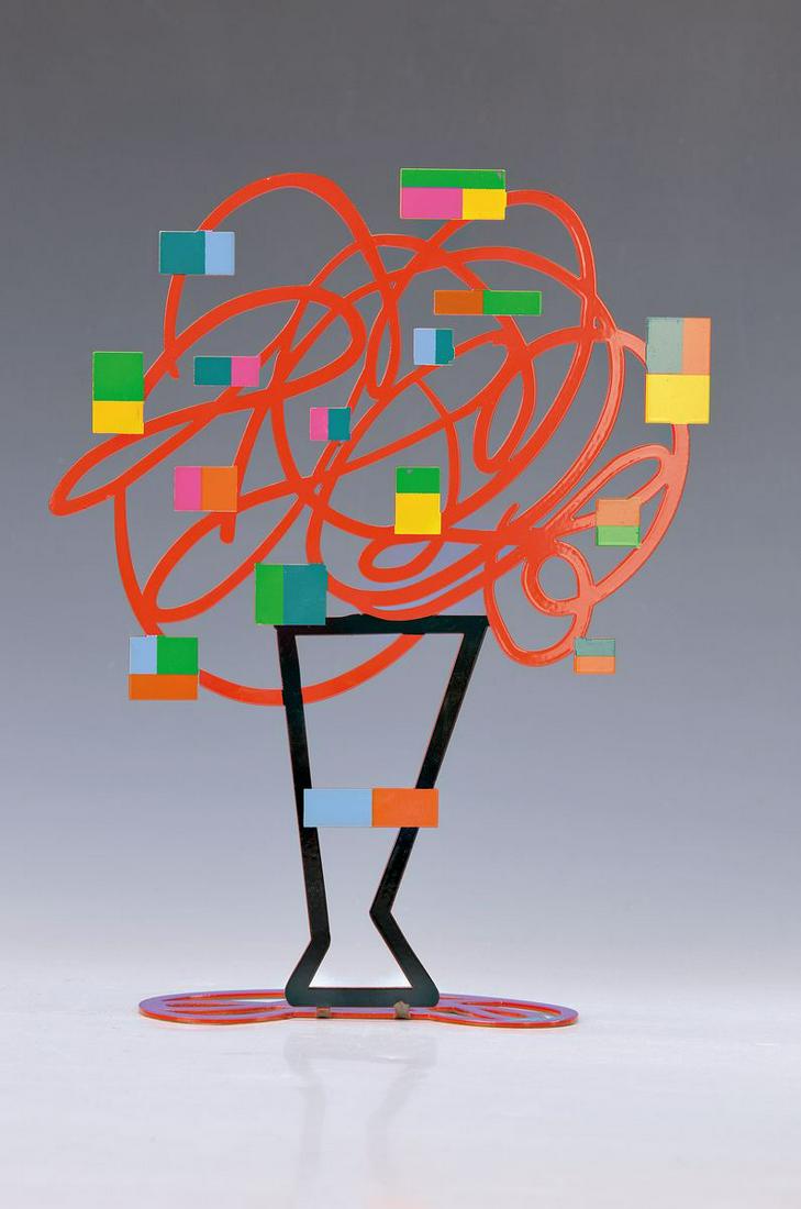 David Gerstein, born 1944 Jerusalem, study among others: David Gerstein, born 1944 Jerusalem, study among others in Israel, France, England and USA, here: 'Red Bouquet', free standing metal object from 2008, front and back designed differently, print signed