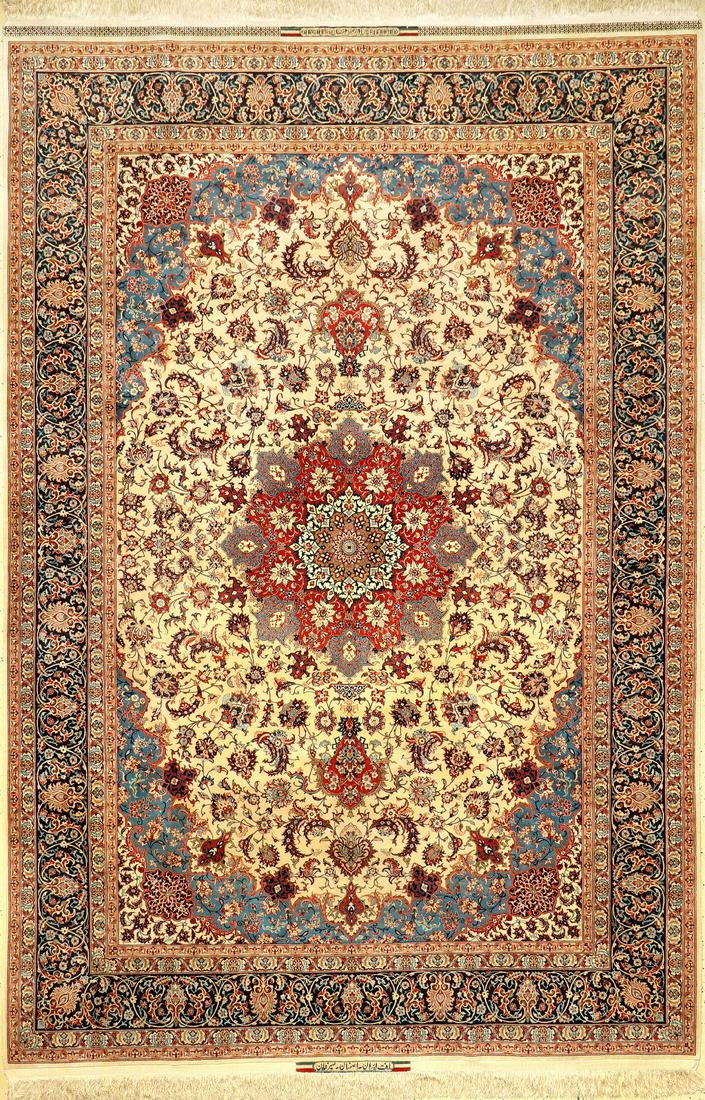 A Part Silk Pictorial Isfahan Seirafian Rug Signed Sadegh Seirafian Central Persia Circa 1940 Pictorial Rug Christ Rugs Carpet Handmade Persian Carpet