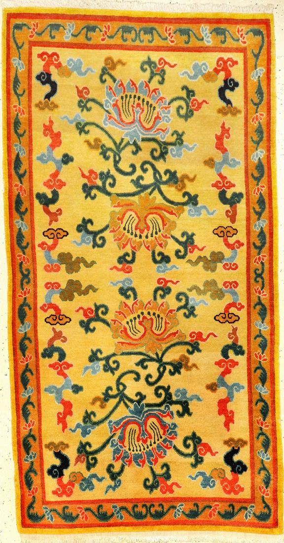 Yellow Tibetan Shigatse Khaden 'Ceremonial- Rug' (1 of 10)