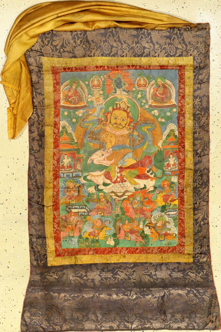 Tibetan Thangka (Yellow Jambhala), (1 of 10)