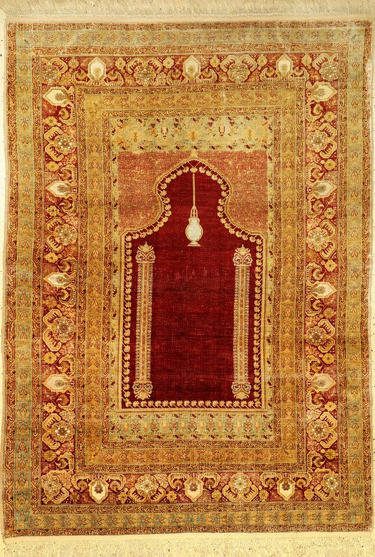 Very Fine Silk Ghiordes 'Prayer Rug', (1 of 10)