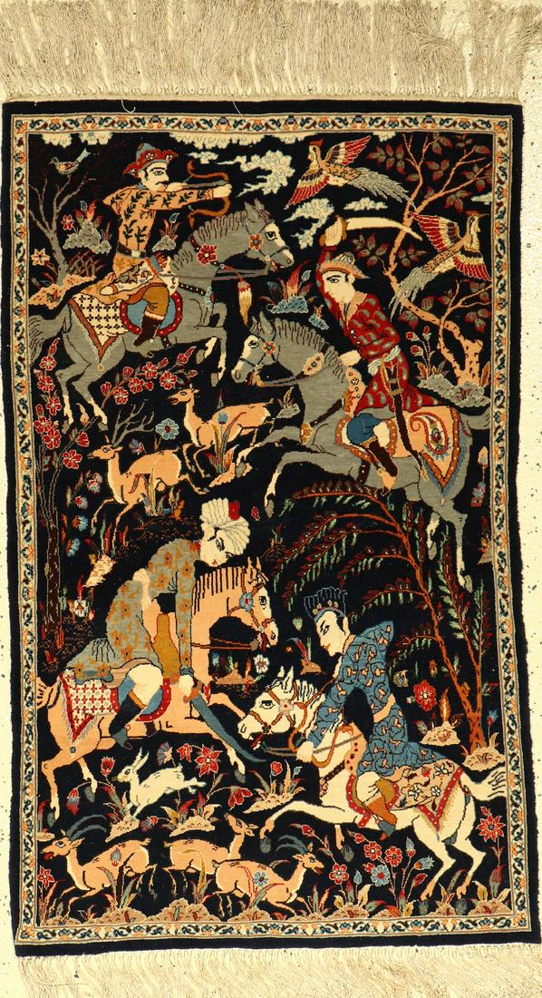 Fine Isfahan rug old, Persia, approx. 50 years, wool (1 of 1)