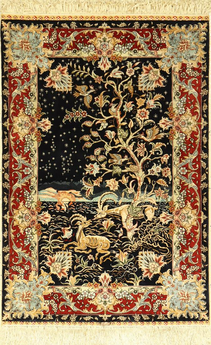 Fine silk Hereke rug, China, approx. 30 years,pure (1 of 1)