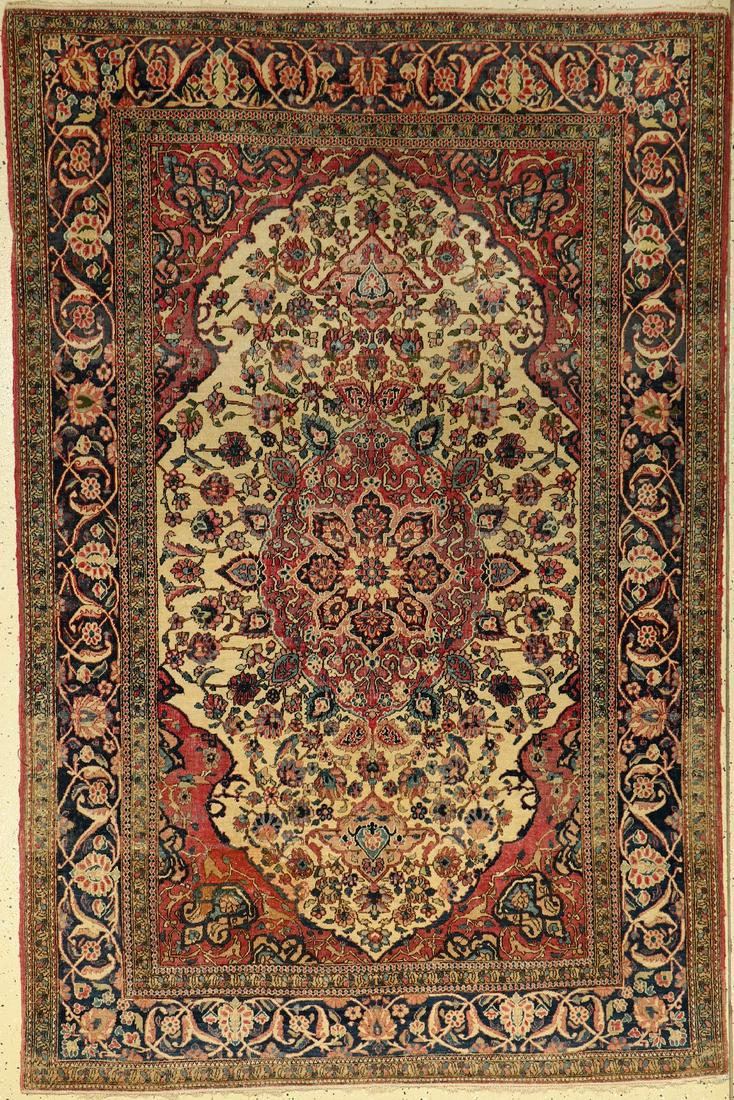 Isfahan rug antique, Persia, around 1890,wool,approx. (1 of 1)