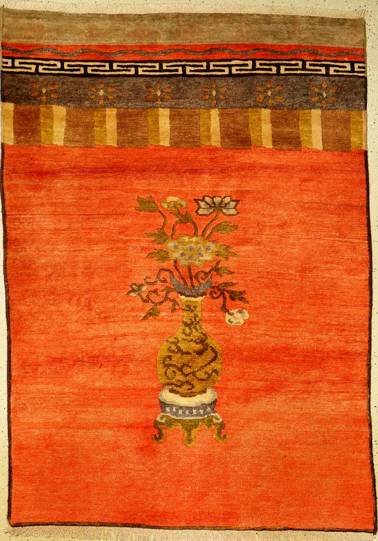 Mongolia rug old, approx. 60 years, wool on cotton (1 of 1)