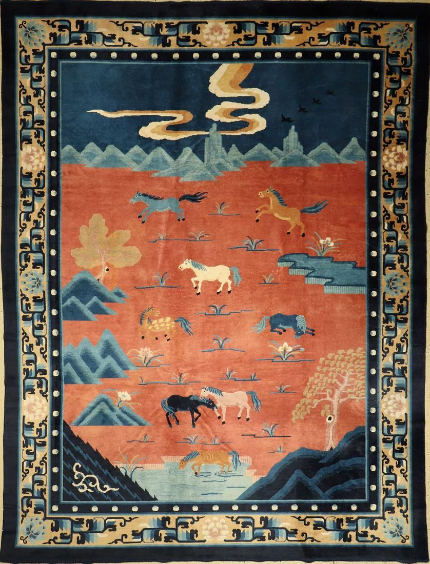 Rare fine china carpet old (8 holy horses of the (1 of 1)