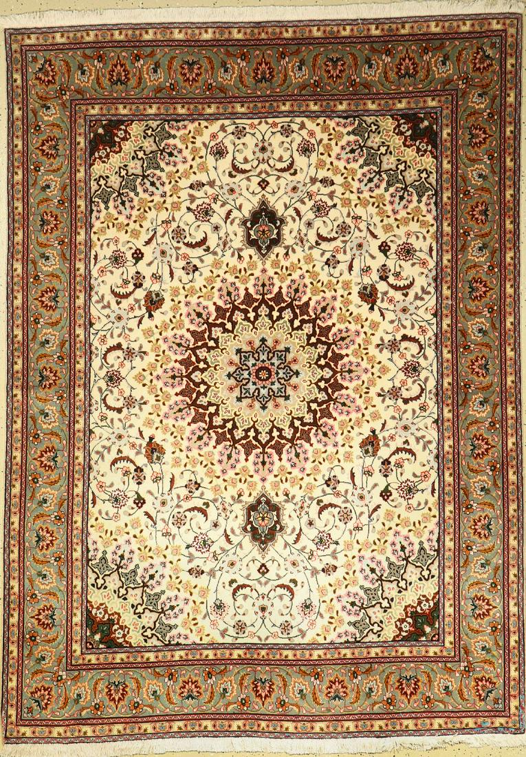 Tabriz rug fine, Persia, approx. 40 years, wool with (1 of 1)