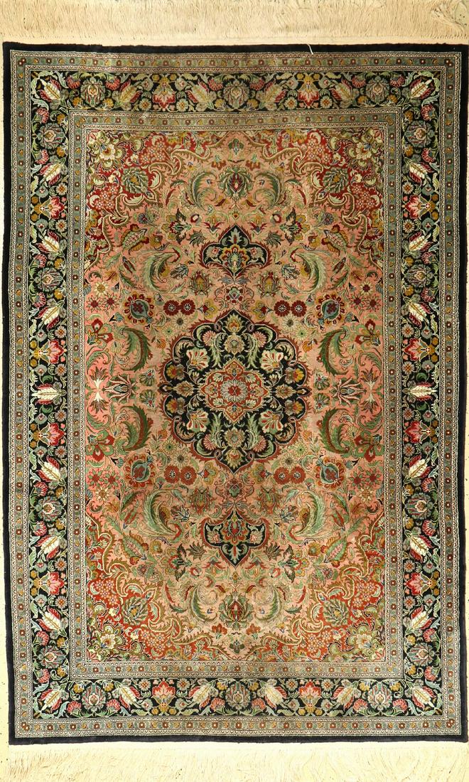 China silk rug, approx. 40 years, silk on cotton (1 of 1)