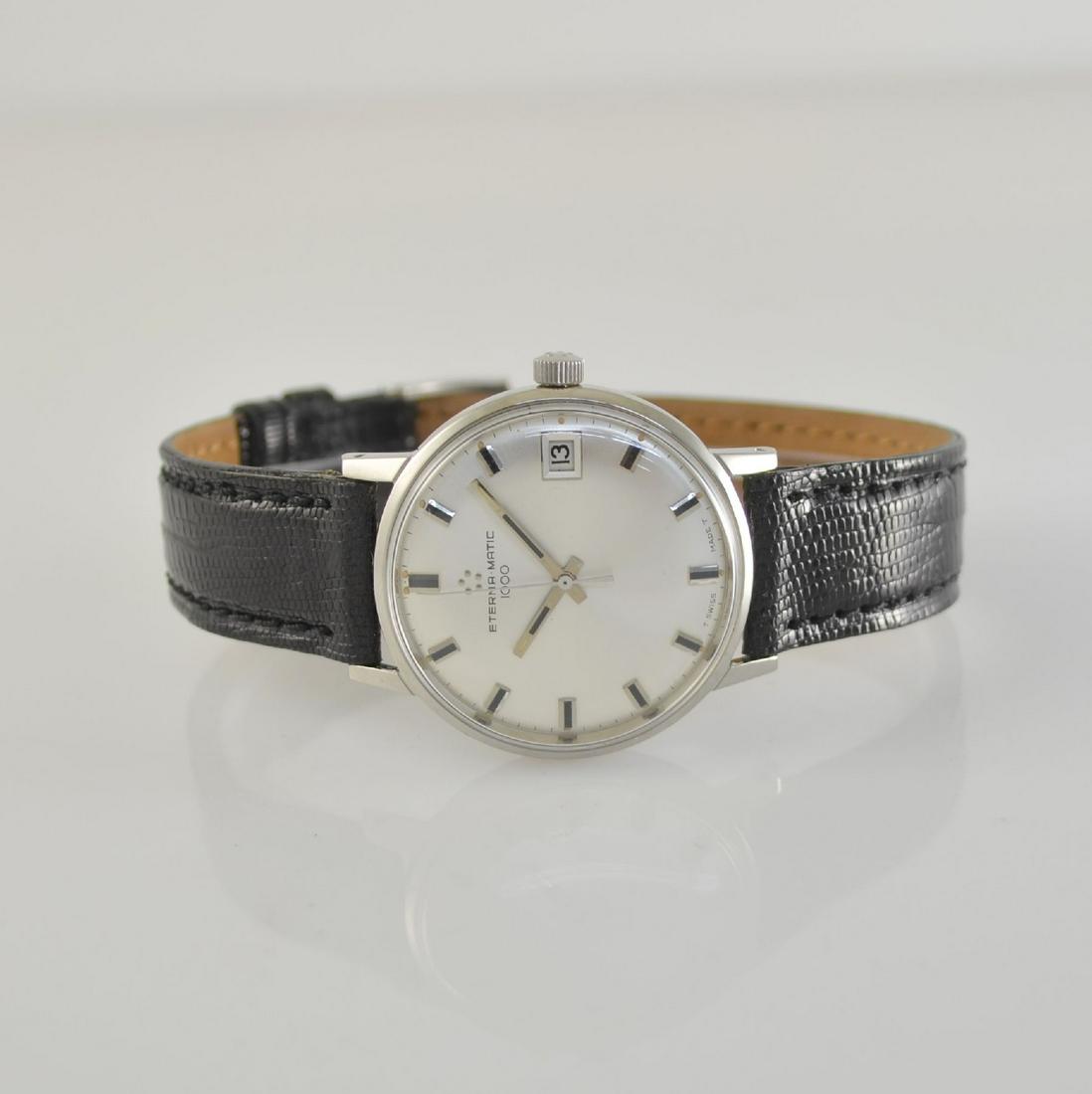 ETERNA-MATIC 1000 gents watch in steel with box: ETERNA-MATIC 1000 gents watch in steel with box, Switzerland around 1965, self winding, screwed down case, reference 138T1, original leather strap with original steel-buckle, silvered dial, raised sil