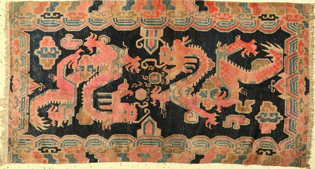 Khaden dragon carpet old, Tibet, around 1920, wool on (1 of 1)