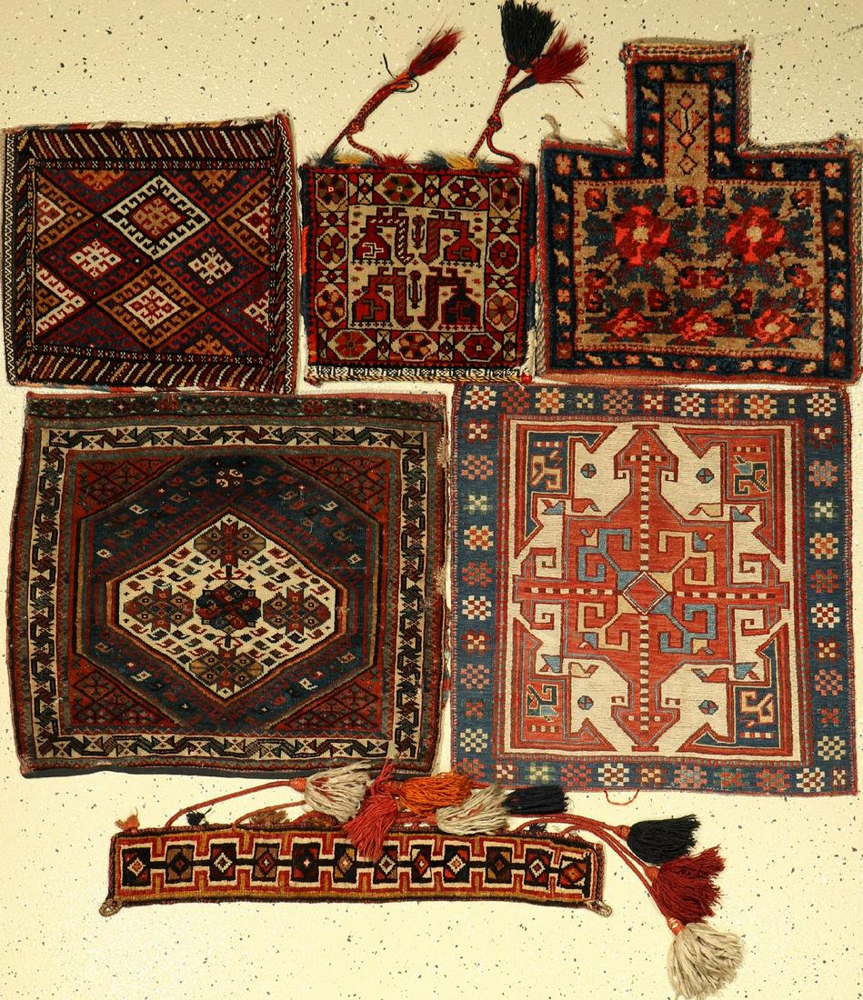 (5 lots) old bags, Persia, around 1920-1950, wool on (1 of 1)