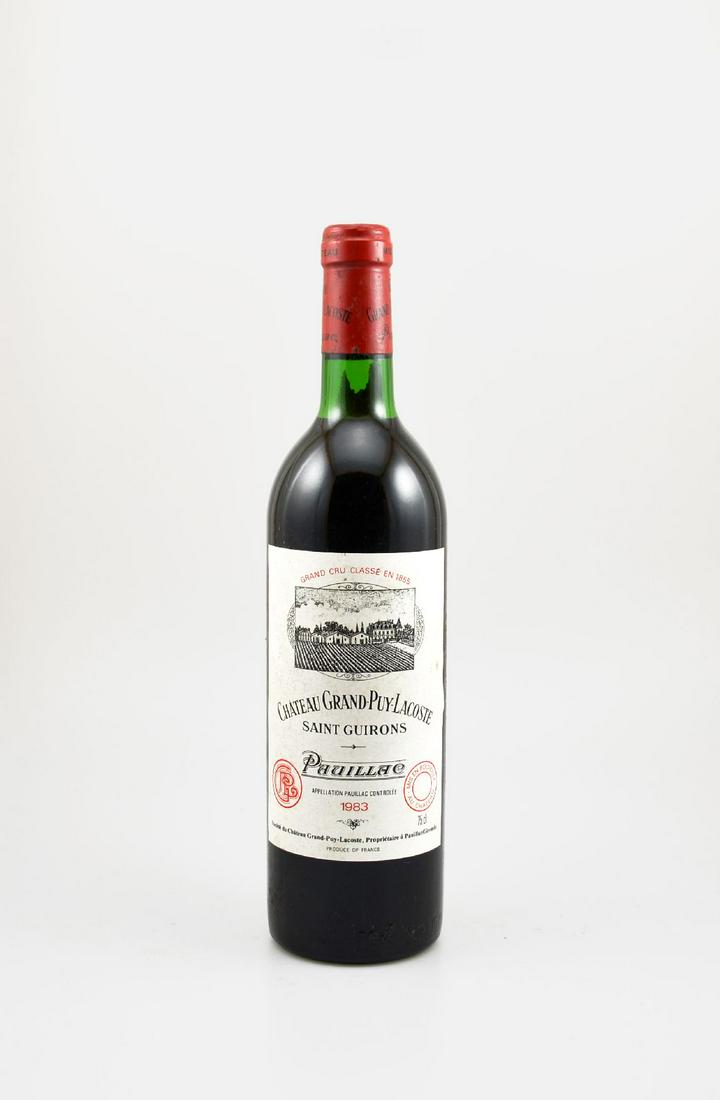 1 bottle 1983 Chateau Grand-Puy-Lacoste,: 1 bottle 1983 Chateau Grand-Puy-Lacoste, Saint Guirons, Pauillac, Grand Cru Classe, approx 75 cl, filling level: top shoulder, label slightly soiled, not tasted, Provenance: From a private wine collec