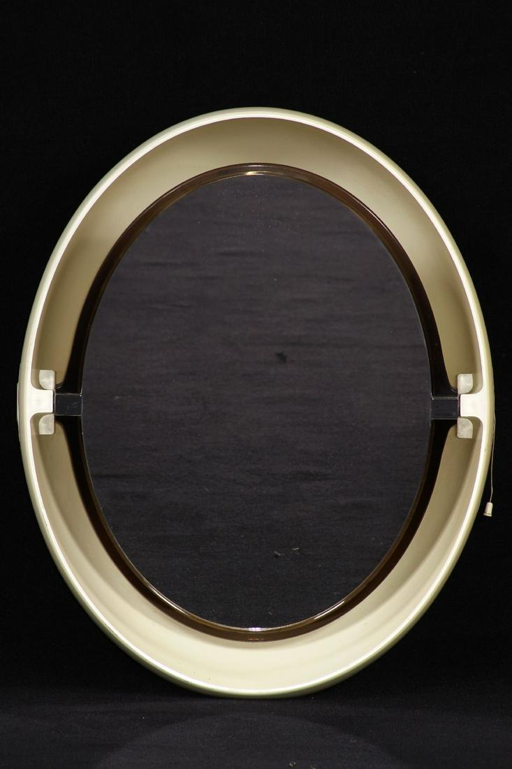 Oval space age wall mirror with lighting, 'Allibert' (1 of 2)