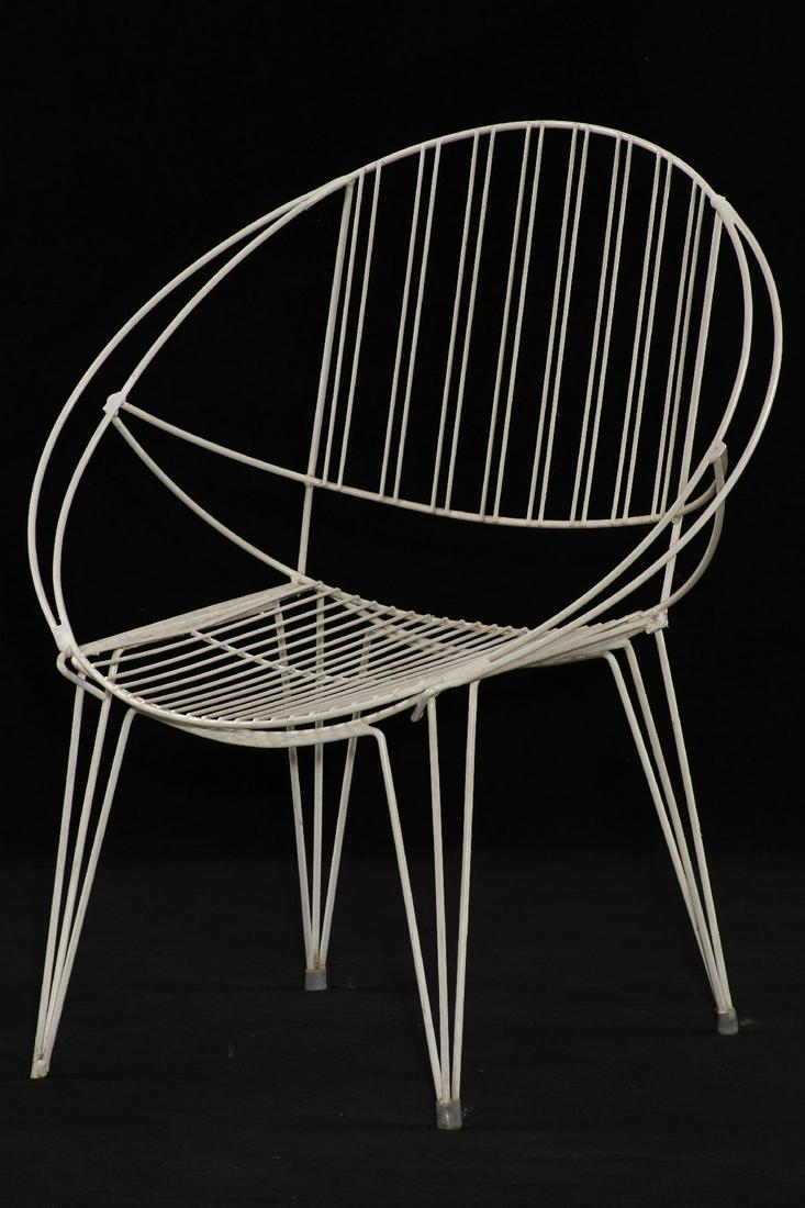 Armchair, 1970s, white metal frame, some rods curved (1 of 1)