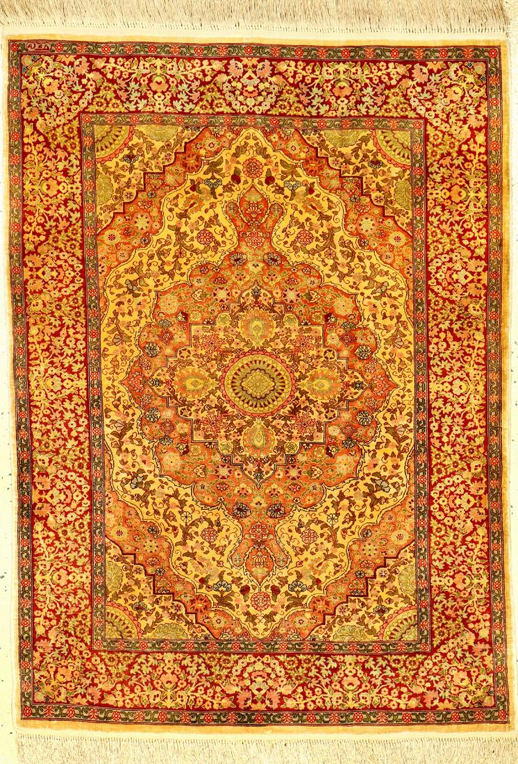 Fine Silk Hereke Rug (Signed), (1 of 8)