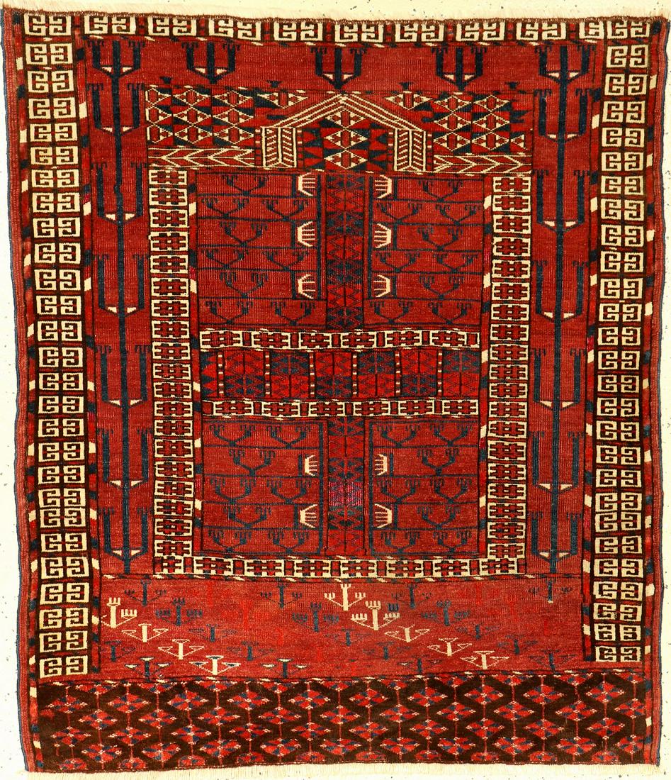 Rare Fine Tekke 'Ensi' Rug (Ruby-Red Silk- Parts), (1 of 9)