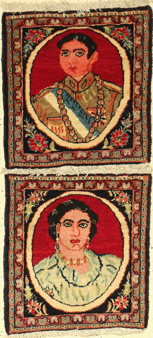 1 pair of Khorassan pictorial rugs old, Persia (1 of 1)