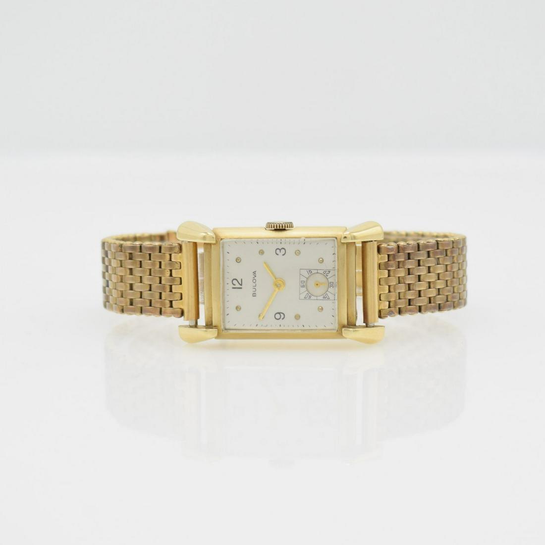 BULOVA 14k yellow gold rectangular wristwatch (1 of 5)