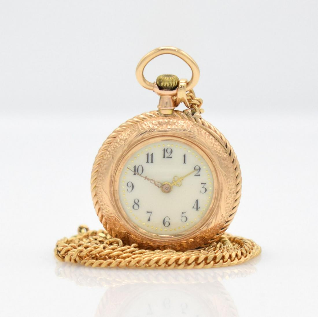 14k pink gold open face ladies pocket watch (1 of 7)