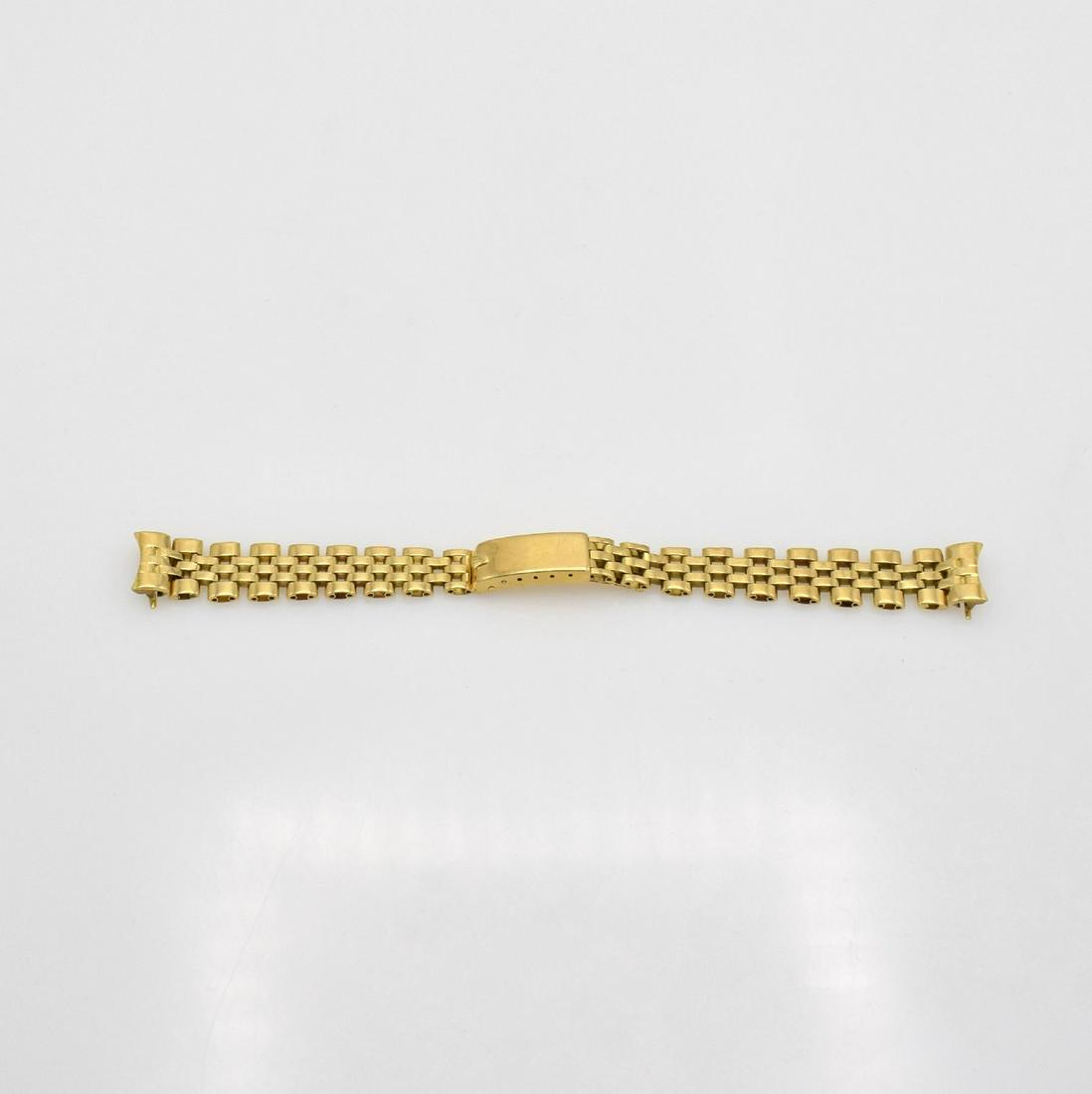 ROLEX 18k yellow gold ladies watch-bracelet: ROLEX 18k yellow gold ladies watch-bracelet breadth approx. 13 mm, Switzerland around 1971, 5 links-lines, with deployant clasp, length approx. 17 cm, partial worn out, total weight approx. 27,5g, pro