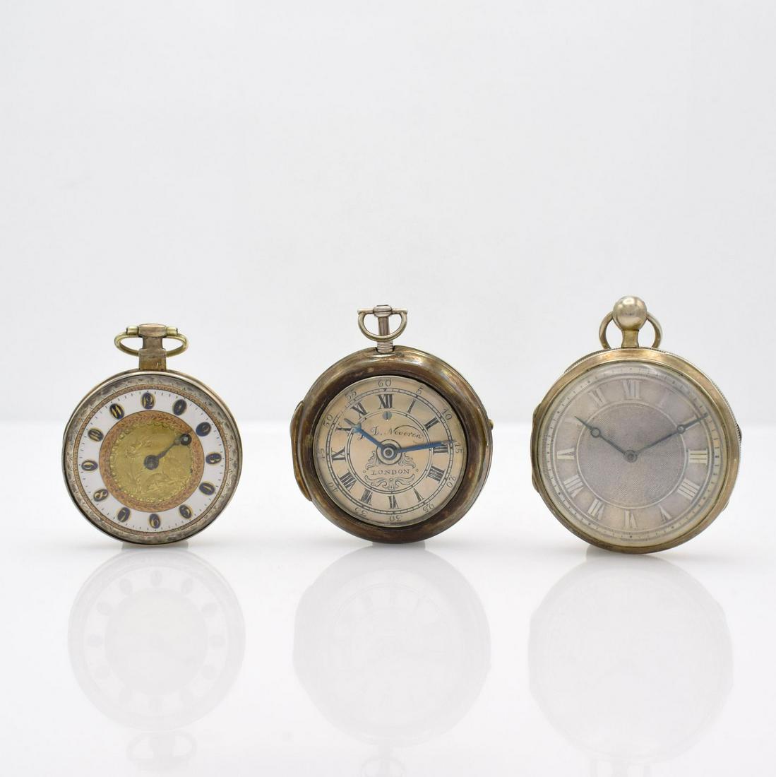 Set of 3 verge watches in silver, around 1800 (1 of 10)