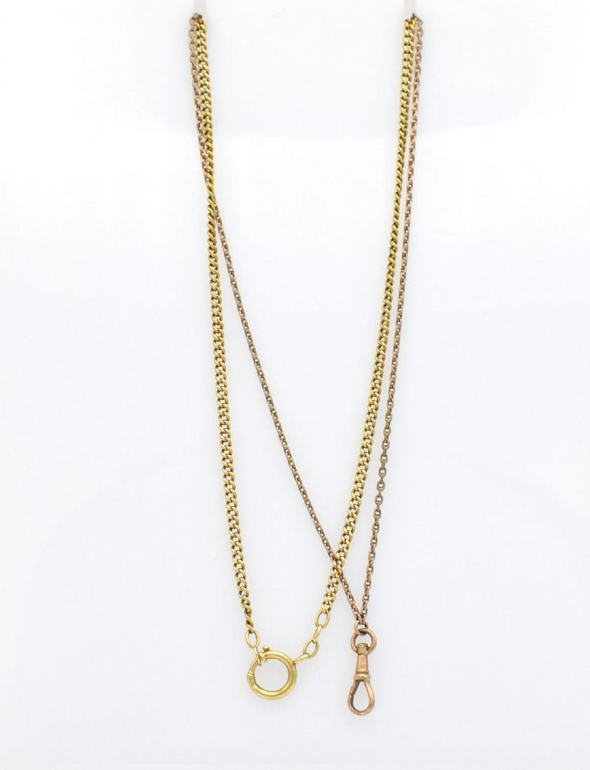 Set of 2 pocket watch chains in 14k & 8k gold (1 of 4)